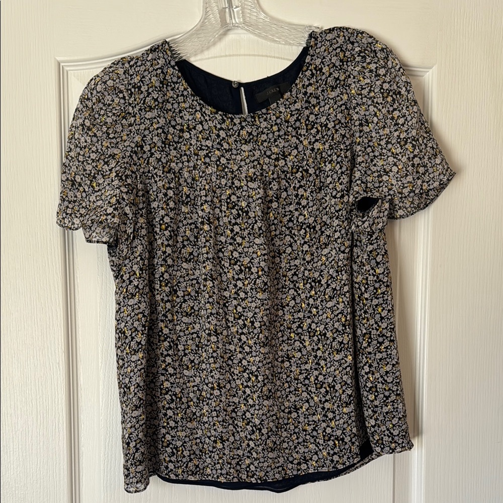 J.Crew Silk Floral Print Women's Flowy Blouse Size 2